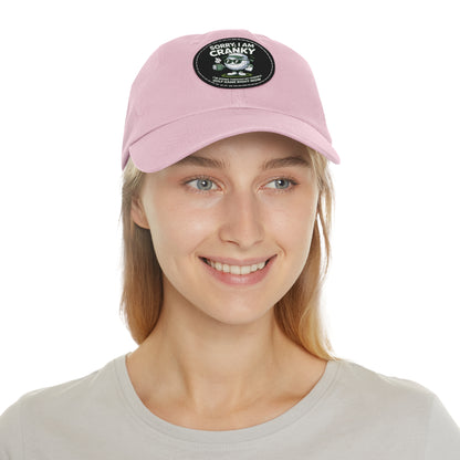 Sorry I Am Cranky golf cartoon Dad Hat | Leather Patch