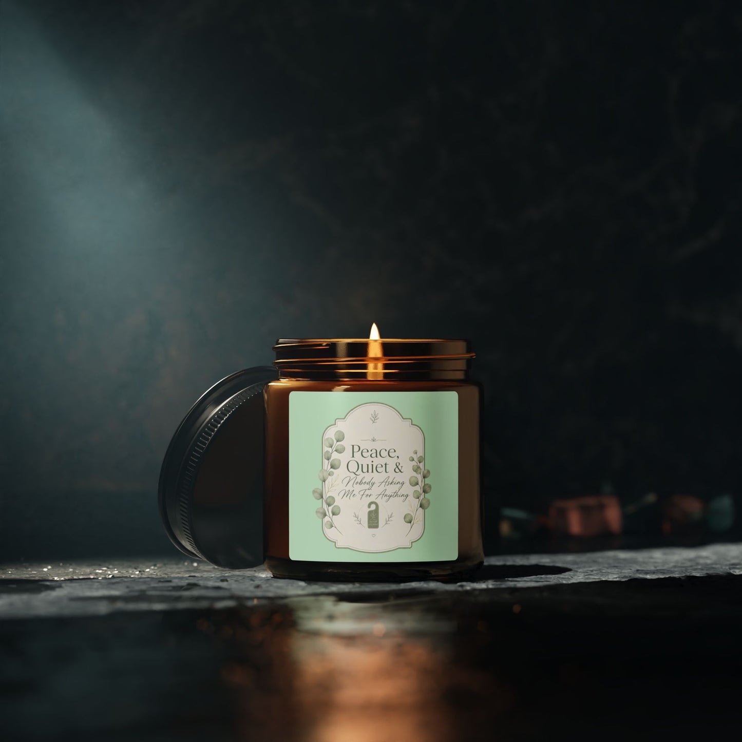 Peace Quiet & Candle Soy Candle | Amber Jar, Calming Botanical Scent
