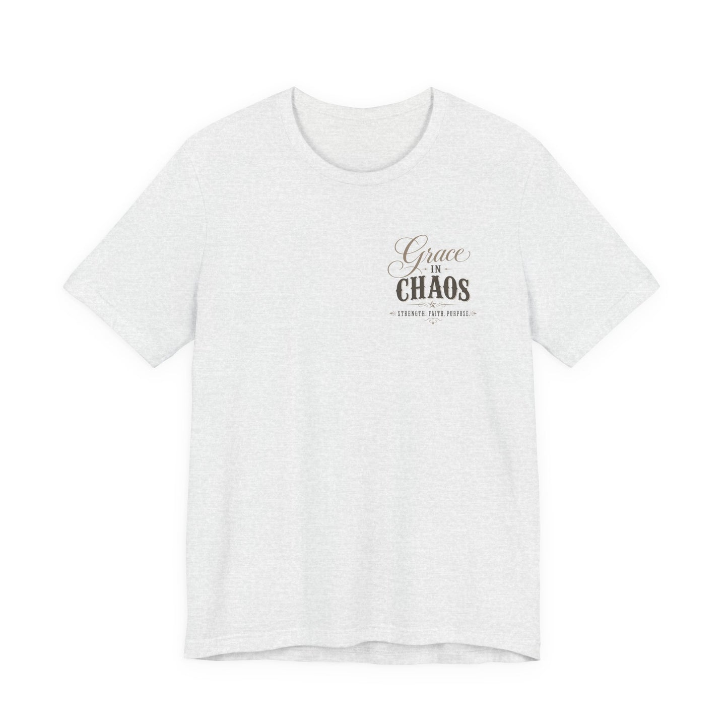 Grace in Chaos Tee | Inspirational scripture typography shirt