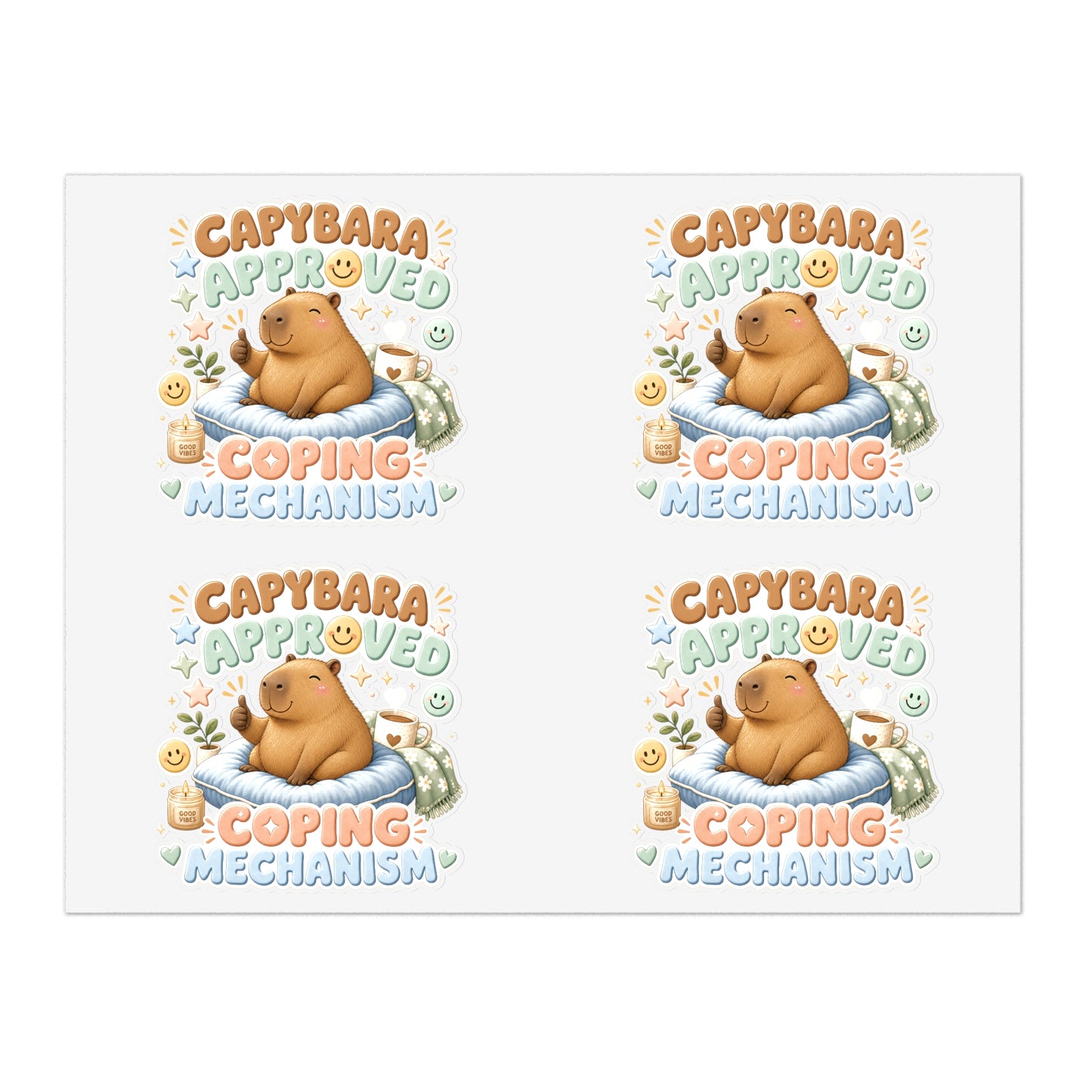 Capybara Approved Coping Mechanism Sticker Sheet | Cute Relaxing Animal Stickers