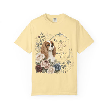 Cavalier King Charles Spaniel floral portrait T-shirt | Grace Joy Wagging Tails