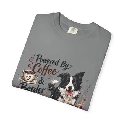 Powered by Coffee & Border Collie Energy T-Shirt | Border Collie Dog Tee