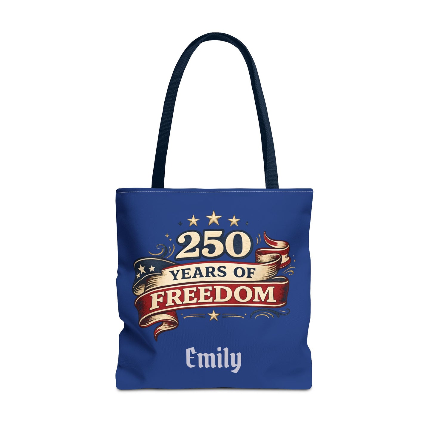 250 Years of Freedom Tote Bag | Patriotic Flag Ribbon Design