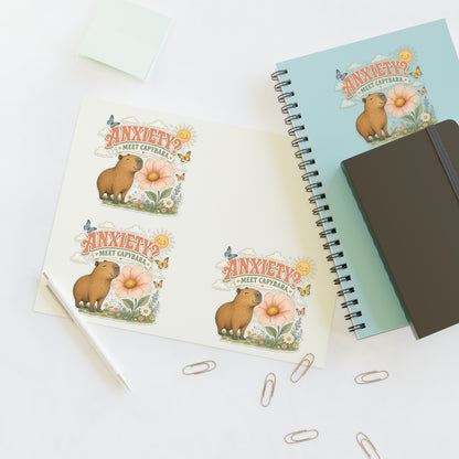 Anxiety? Meet Capybara Sticker Sheet | Cute Capybara Floral Decal