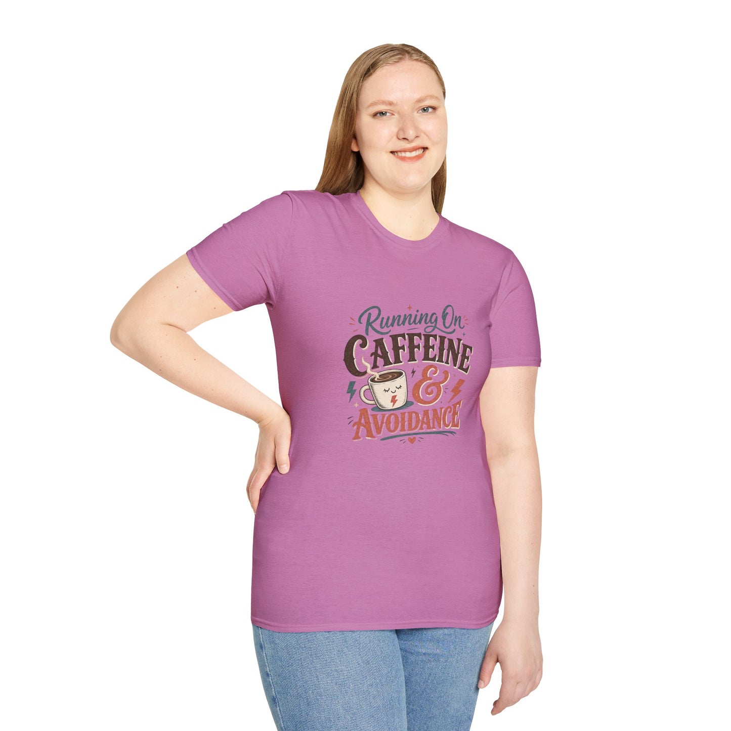 Running On Caffeine & Avoidance T-Shirt | Funny Coffee Quote Tee