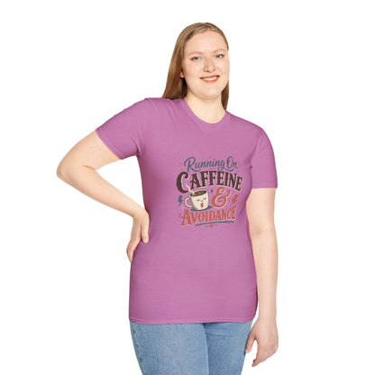 Running On Caffeine & Avoidance T-Shirt | Funny Coffee Quote Tee