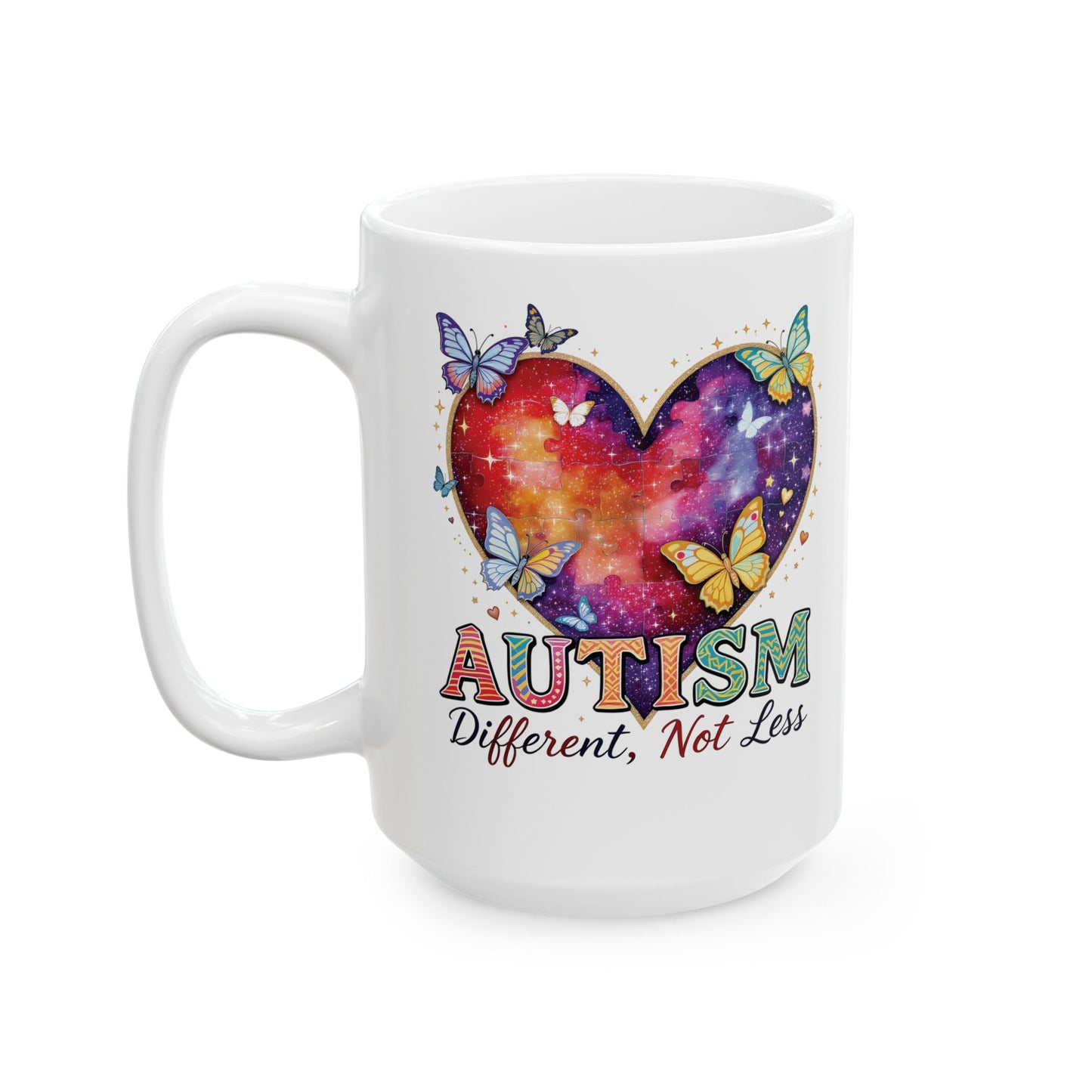 Autism Awareness Different Not Less Heart Mug