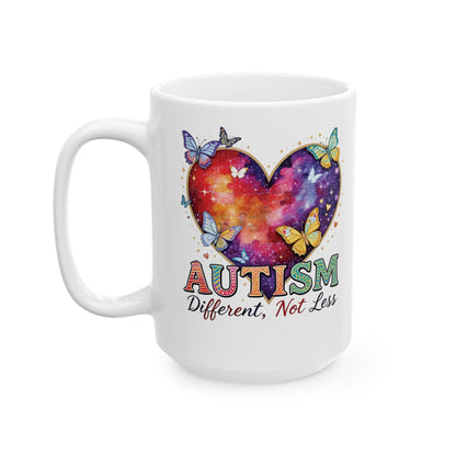 Autism Awareness Different Not Less Heart Mug