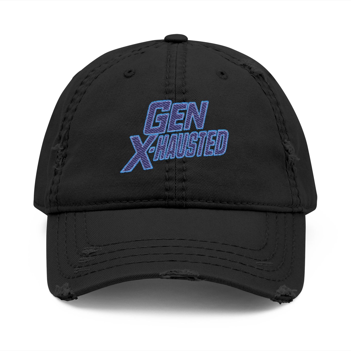 Embroidered Hat, Gen X-Hausted Distressed Dad Cap, Funny Gift for Gen X, Vintage Gen X Apparel, Retro Gen X Accessories, Embroidery Baseball