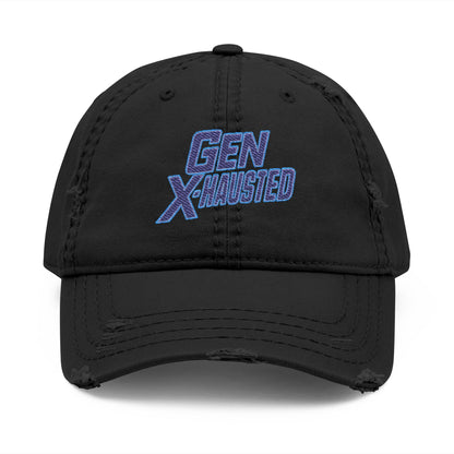 Embroidered Hat, Gen X-Hausted Distressed Dad Cap, Funny Gift for Gen X, Vintage Gen X Apparel, Retro Gen X Accessories, Embroidery Baseball