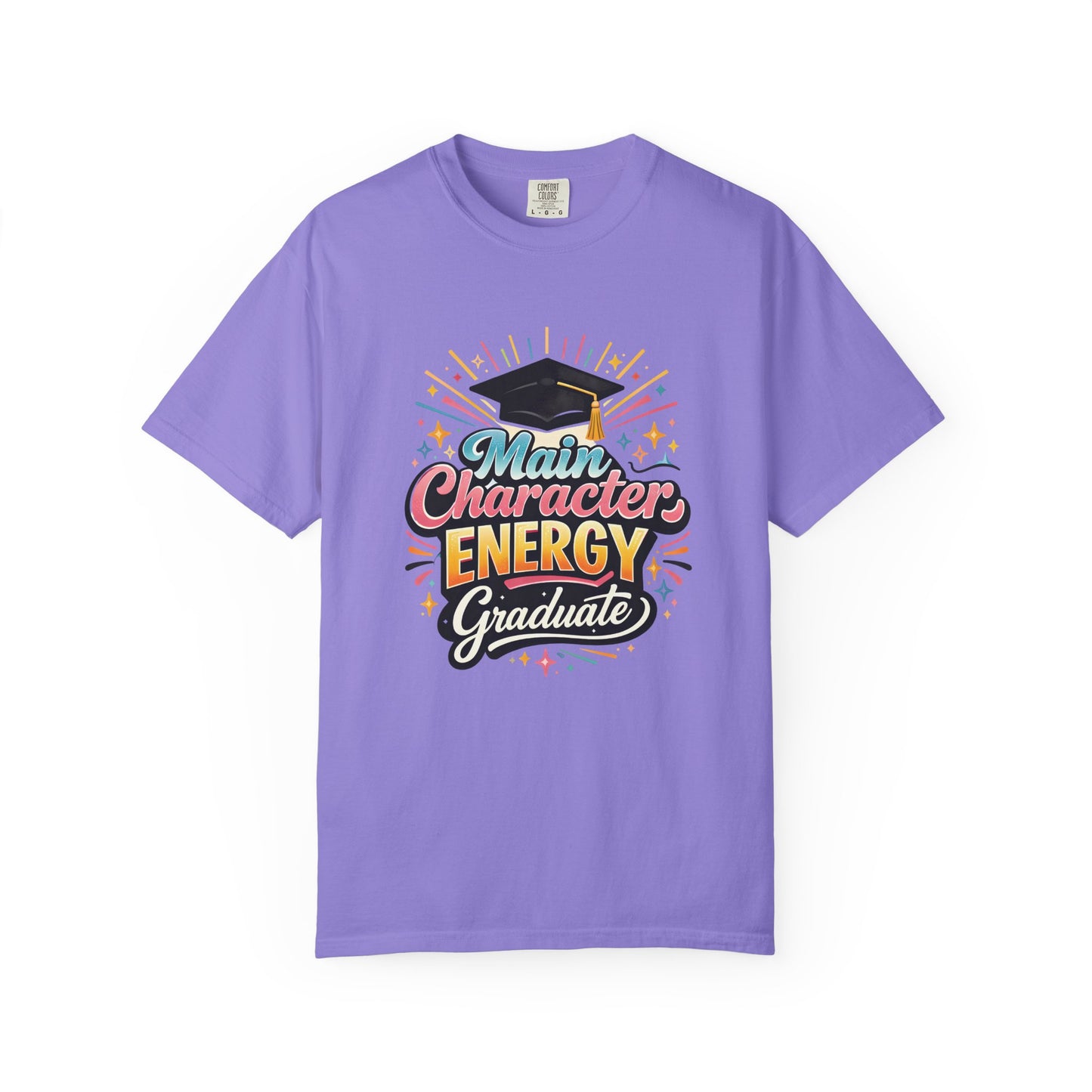 Main Character Energy Graduate T-Shirt | Graduation Cap Typography Tee