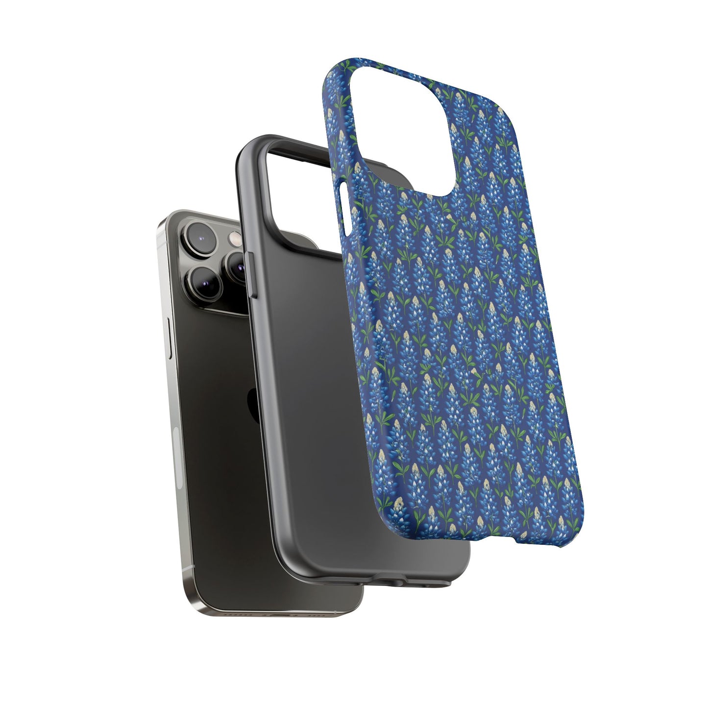 Phone Case, Texas Bluebonnet Tough Case, Navy Floral Phone Cover, Protective iPhone Case, Samsung Galaxy Case, Texas Wildflower Gift