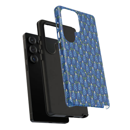 Phone Case, Texas Bluebonnet Tough Case, Navy Floral Phone Cover, Protective iPhone Case, Samsung Galaxy Case, Texas Wildflower Gift