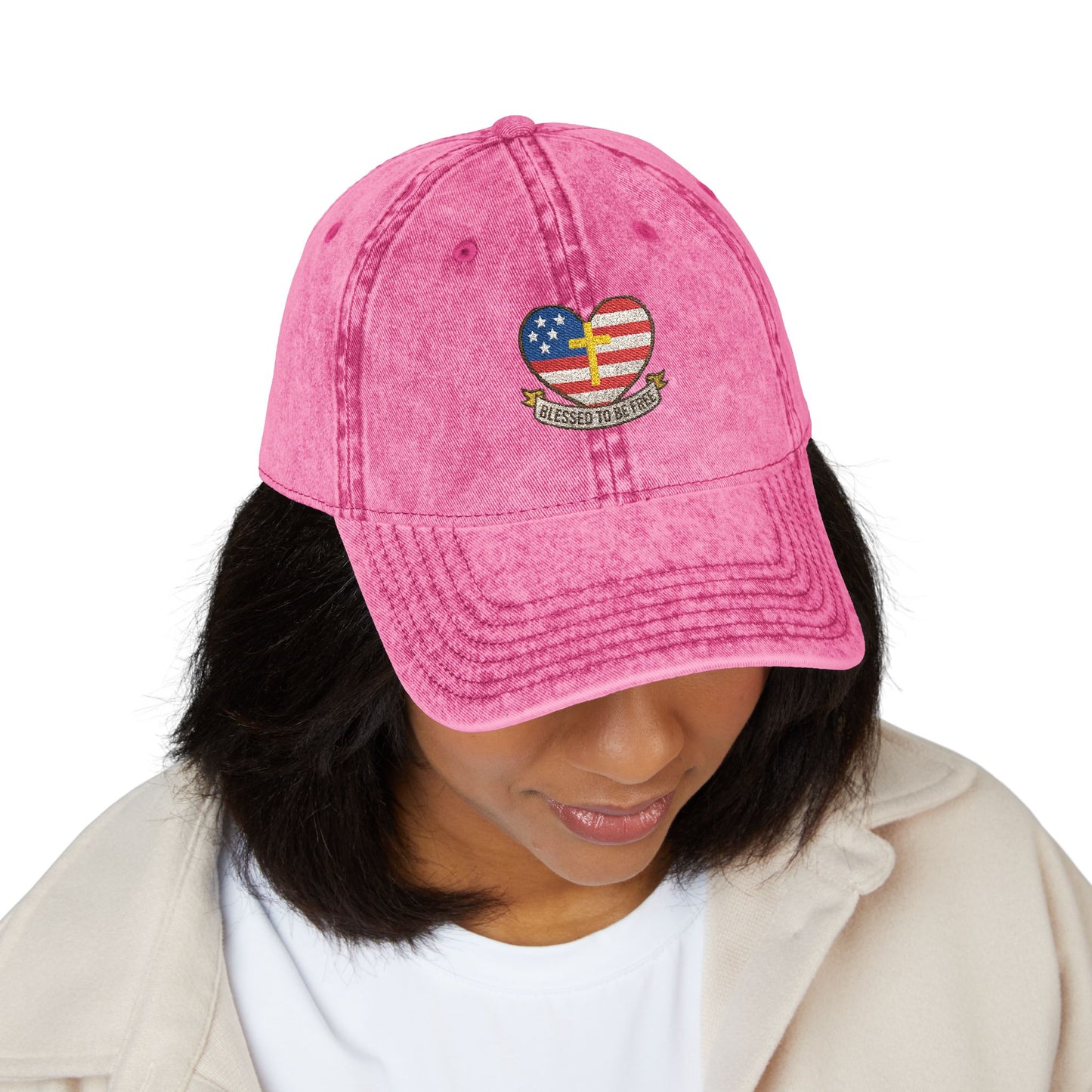Embroidered Cap Blessed to Be Free - Vintage Freedom Hat, Retro Baseball Cap, Distressed Dad Cap for Men and Women, Adjustable Unisex Hat,