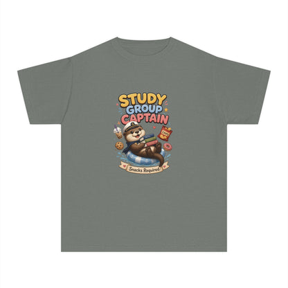 Study Group Captain Youth Tee | Sloth Studying Snacks Graphic