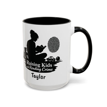 Raising Kids and Reading Crime Mug | Accent Coffee Mug