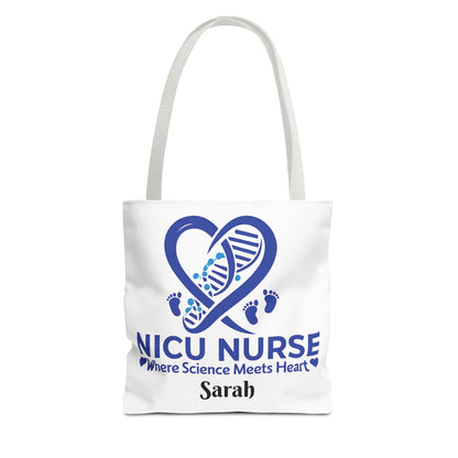 NICU Nurse Tote Bag, Science Meets Heart Bag, Gift for Nurses, Healthcare Tote, Personalized Nurse Gift