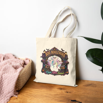 Boo Boulevard Ghosts Tote Bag | Halloween Trick-or-Treat Canvas Tote