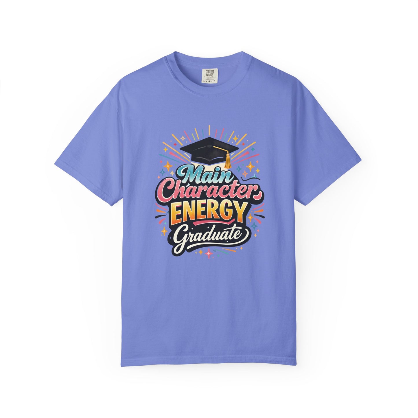 Main Character Energy Graduate T-Shirt | Graduation Cap Typography Tee