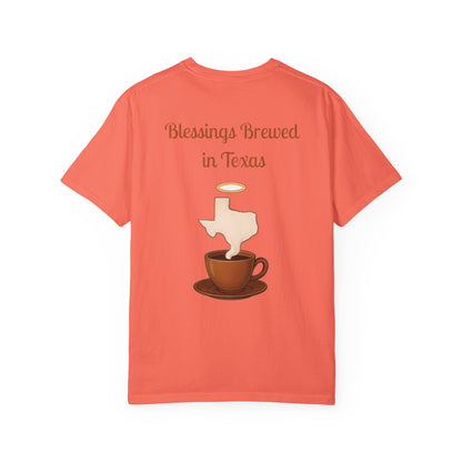 Blessings Brewed T-Shirt, Faith-Inspired Tee, Coffee Lover Gift, Texas Pride Apparel, Unisex Casual Wear
