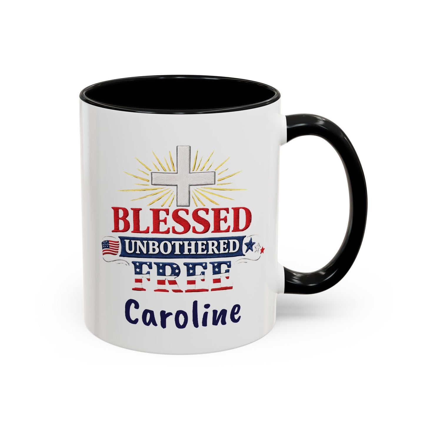 Blessed Unbothered Free, Coffee Mug | Accent Coffee Mug