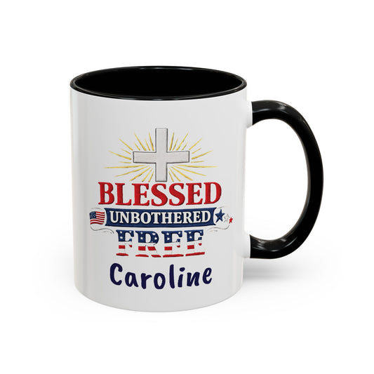 Blessed Unbothered Free, Coffee Mug | Accent Coffee Mug