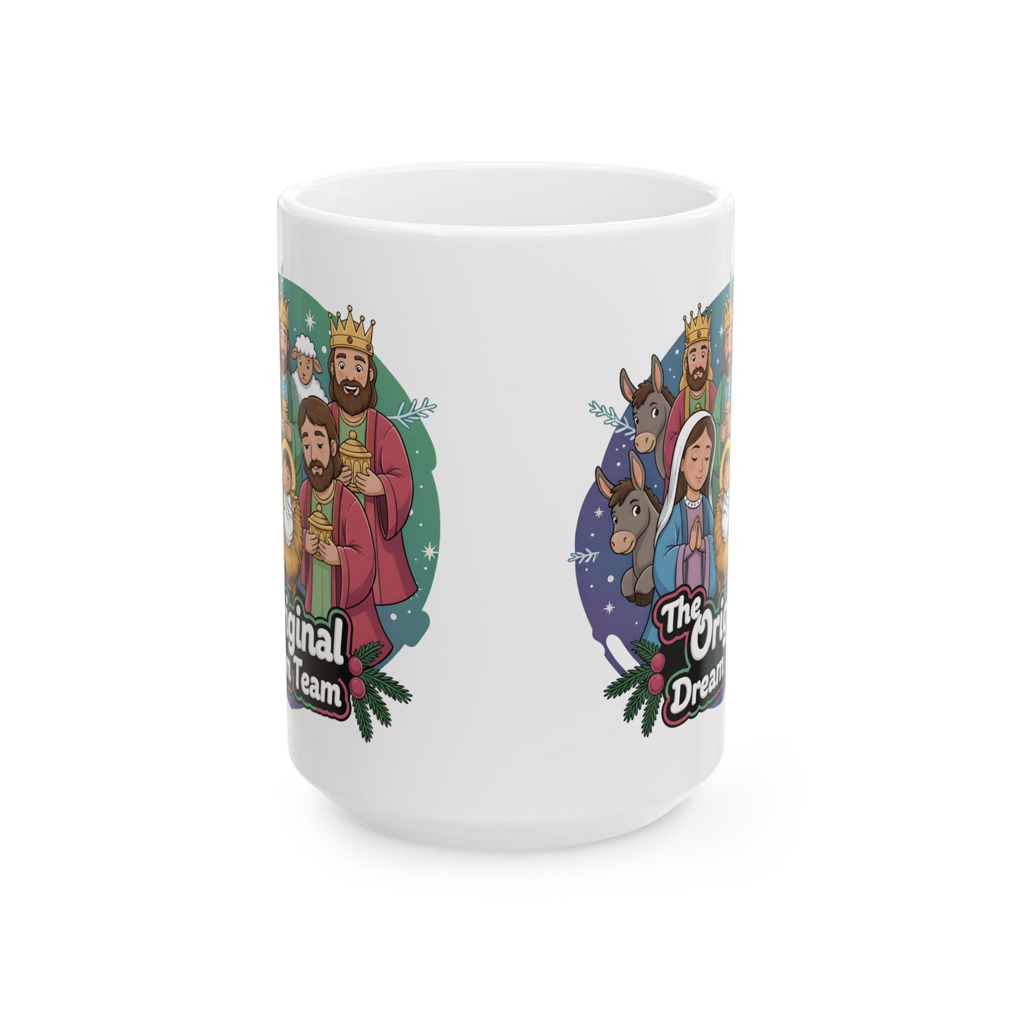 Ceramic Mug, The Original Dream Team Nativity Christmas Mug, Holiday Gift, Nativity Scene Cup, Christmas Decor, 11oz Mug, 15oz Mug
