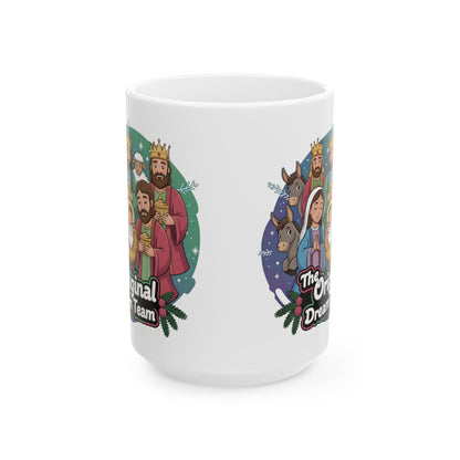 Ceramic Mug, The Original Dream Team Nativity Christmas Mug, Holiday Gift, Nativity Scene Cup, Christmas Decor, 11oz Mug, 15oz Mug