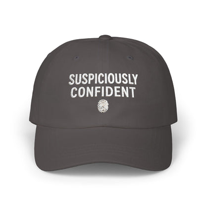 Suspiciously Confident Dad Cap | Embroidered Text, Fingerprint Accent