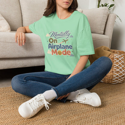 Mentally On Airplane Mode T-Shirt | Travel Plane Graphic