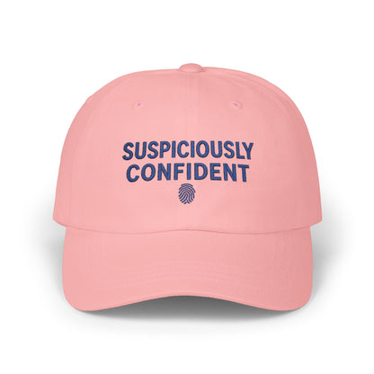 Suspiciously Confident Dad Cap | Embroidered Text, Fingerprint Accent
