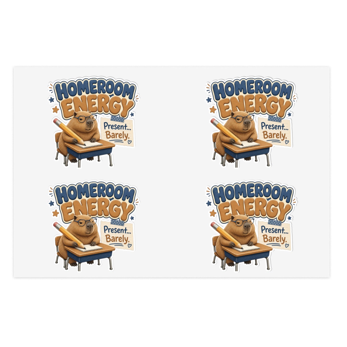 Homeroom Energy Present Barely Capybara sticker | Kiss-Cut Sticker