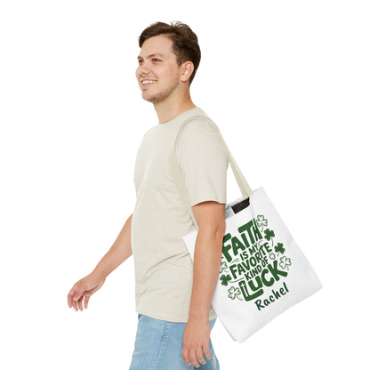 Faith Is My Favorite Kind Of Luck Tote | St. Patrick Shamrock Tote