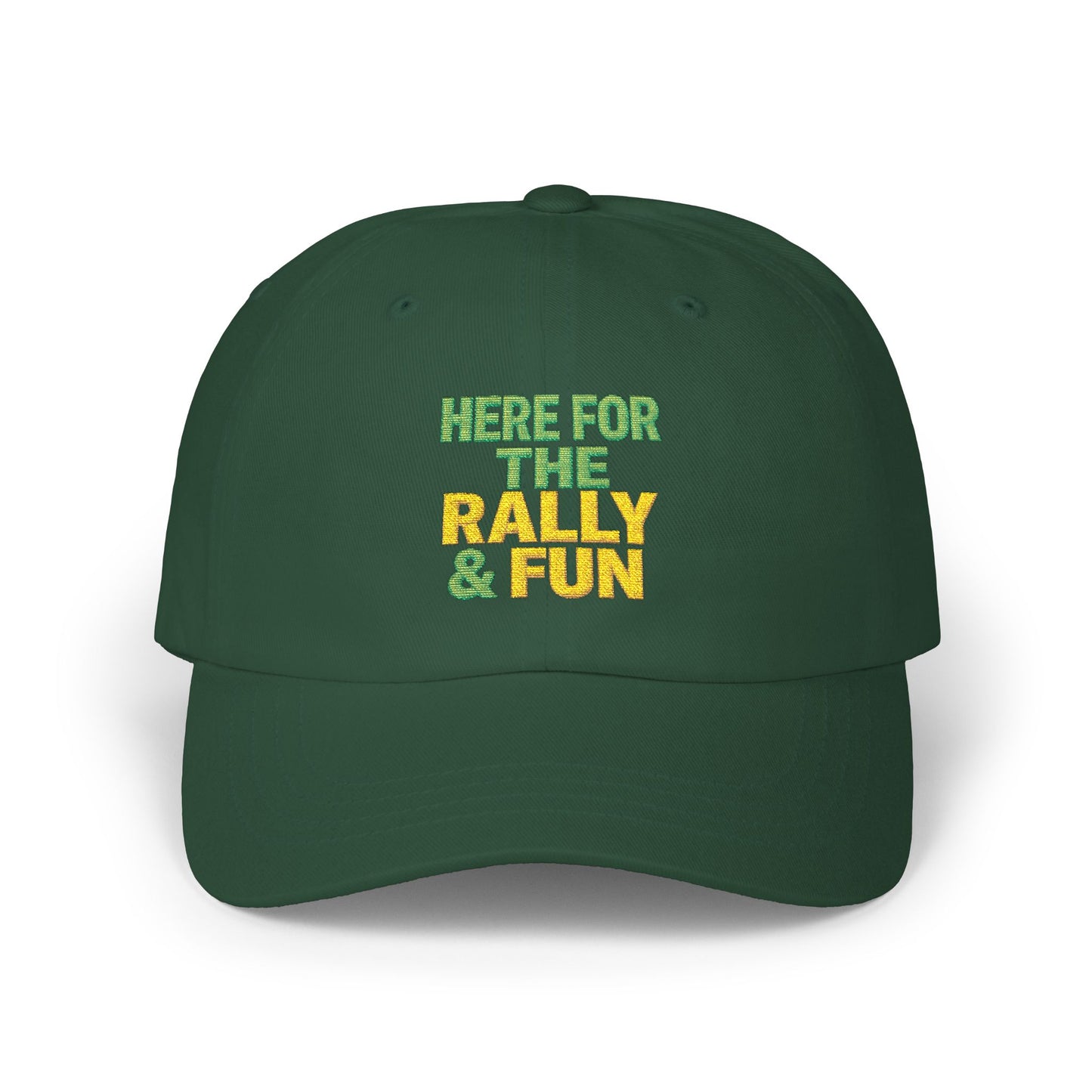 Here For The Rally & Fun Dad Cap | Embroidered Sport Rally Hat