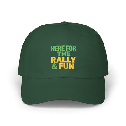 Here For The Rally & Fun Dad Cap | Embroidered Sport Rally Hat