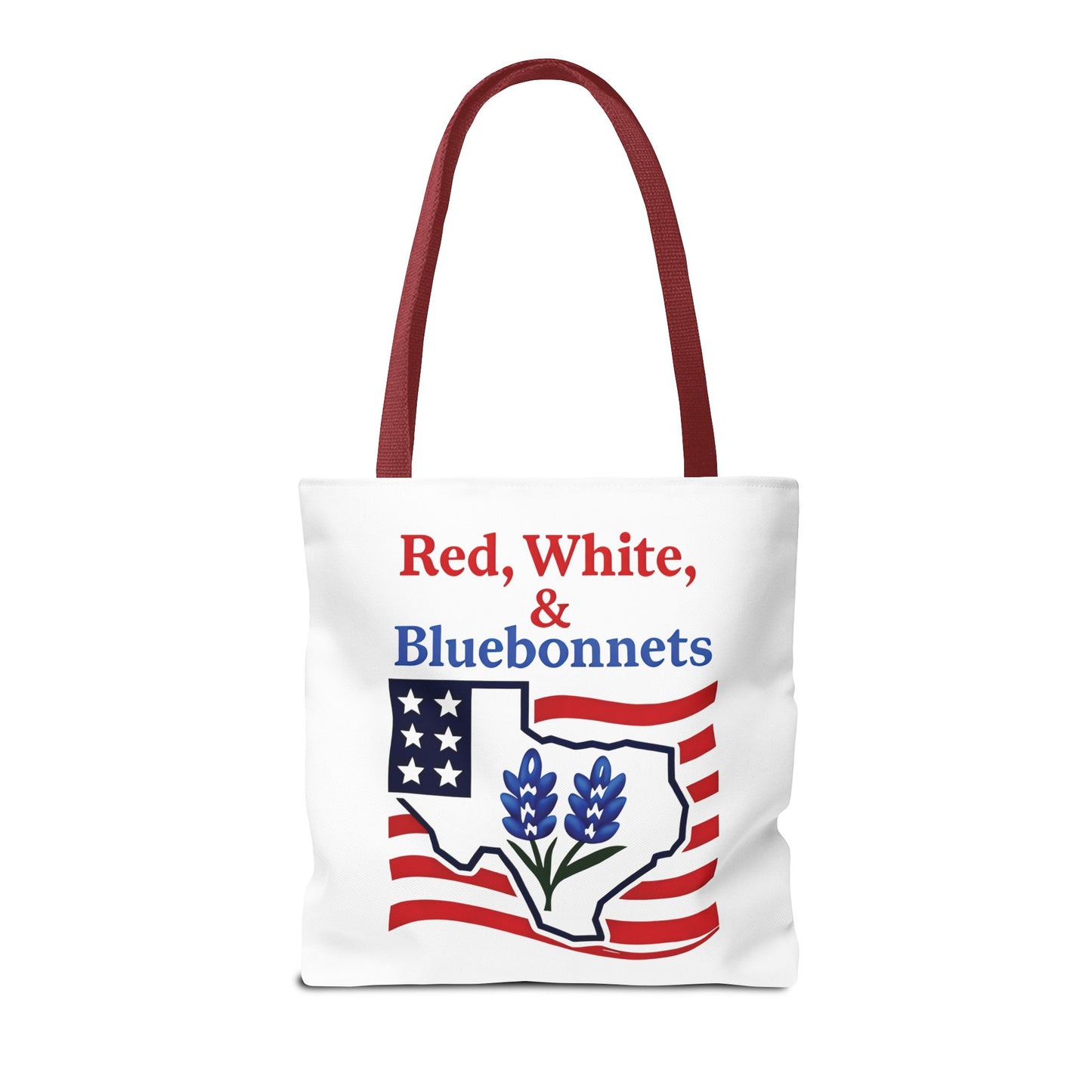 Texas Patriot Tote Bag, Red White and Bluebonnets, Independence Day Accessory, Summer Travel Bag, Gift for Texans, Stylish Grocery Tote