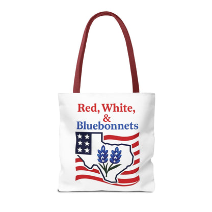 Texas Patriot Tote Bag, Red White and Bluebonnets, Independence Day Accessory, Summer Travel Bag, Gift for Texans, Stylish Grocery Tote