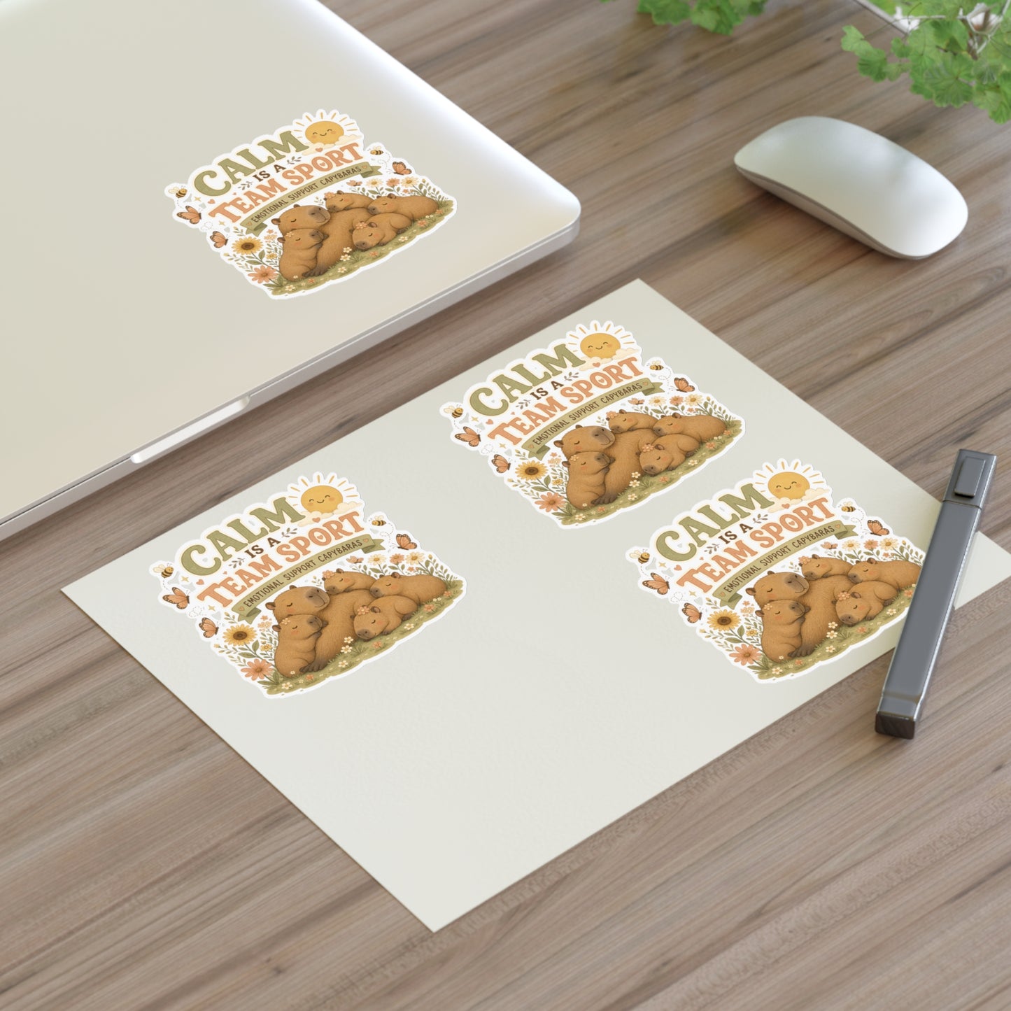 Calm Is A Team Sport Capybara Sticker Sheets | Cute Animal Calm Quote