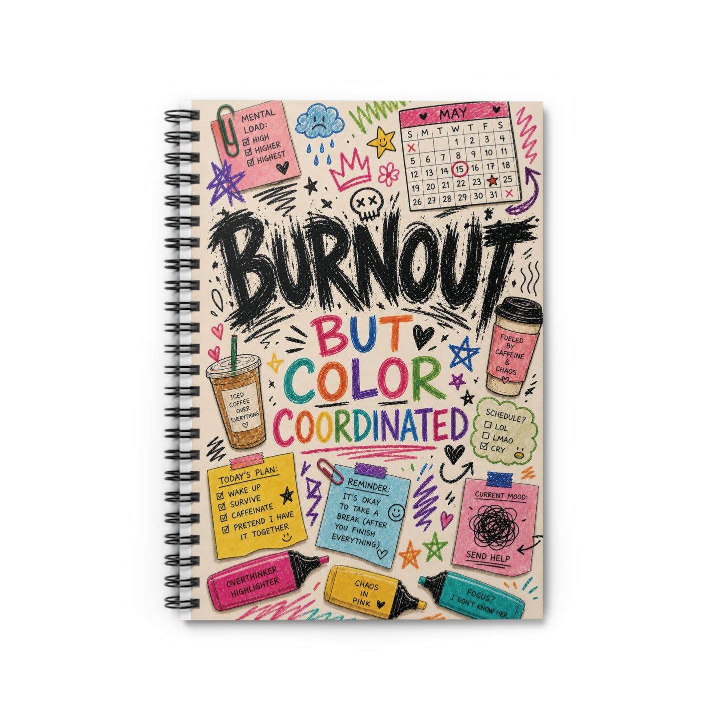 Burnout But Color Coordinated Spiral Notebook | Ruled Journal