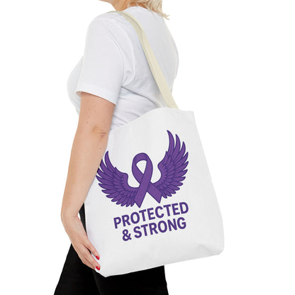 Protected and Strong Awareness Tote Bag, Eco-Friendly Shoulder Bag, Reusable Grocery Bag, Canvas Shopping Tote, Gift for Activists,