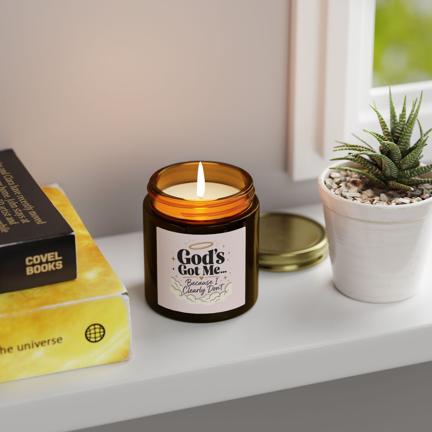 God's Got Me Because I Clearly Don't Candle | Coconut Apricot Wax 4oz 9oz