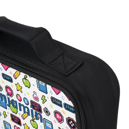Pixel Arcade Game Icons Lunch Bag | Personalized Name Option