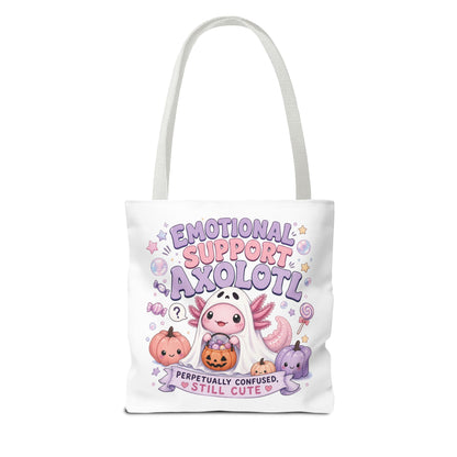Emotional Support Axolotl Tote Bag | Cute Pastel Summerween Illustration
