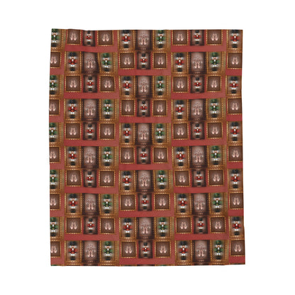 Nutcracker Pattern Velveteen Blanket | Holiday Toy Soldier Plaid