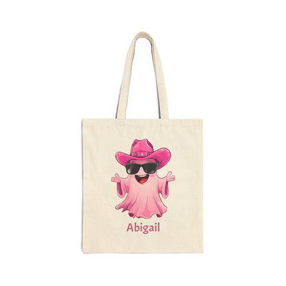 Playful Custom Tote Bag - Fun Pink Ghost Design, Cute Gift for Kids, Shopping, Beach, or Everyday Use