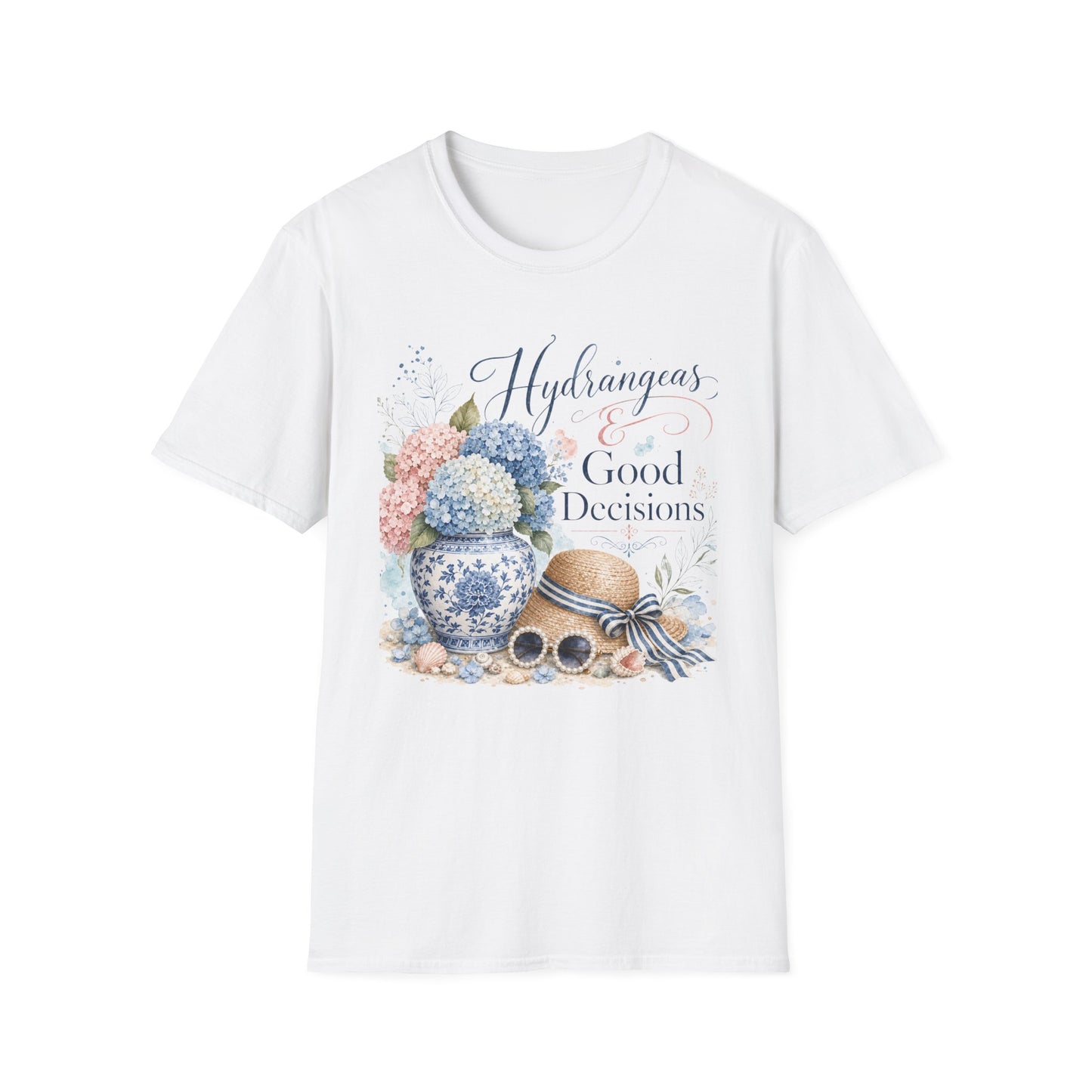 Hydrangeas & Good Decisions T-Shirt | Floral Hydrangea Design