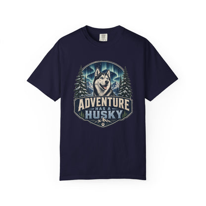 Adventure Has a Husky T-shirt | Husky Dog Graphic, Northern Lights, Outdoors