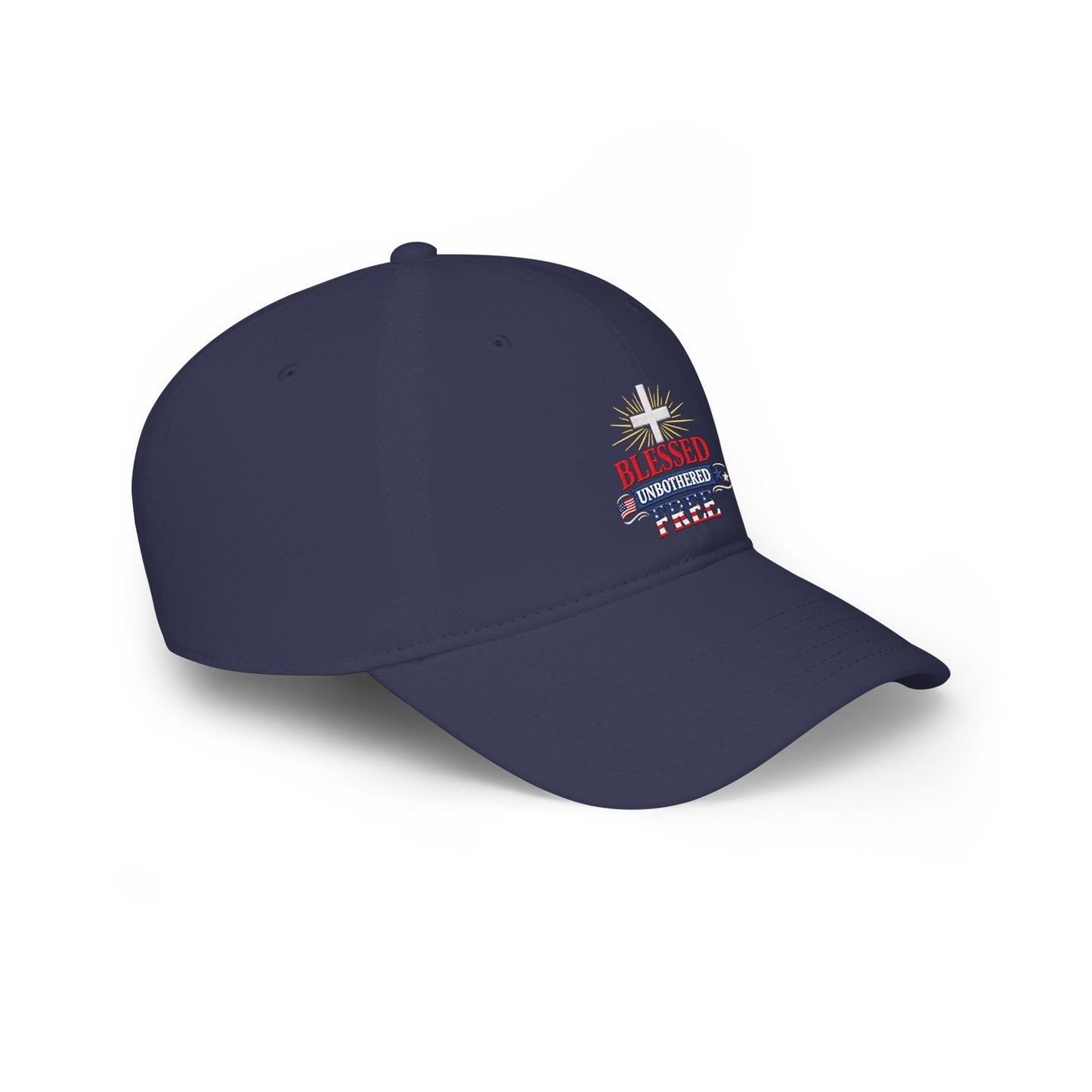Blessed Unbothered Free cross baseball cap | Christian Hat patriotic design