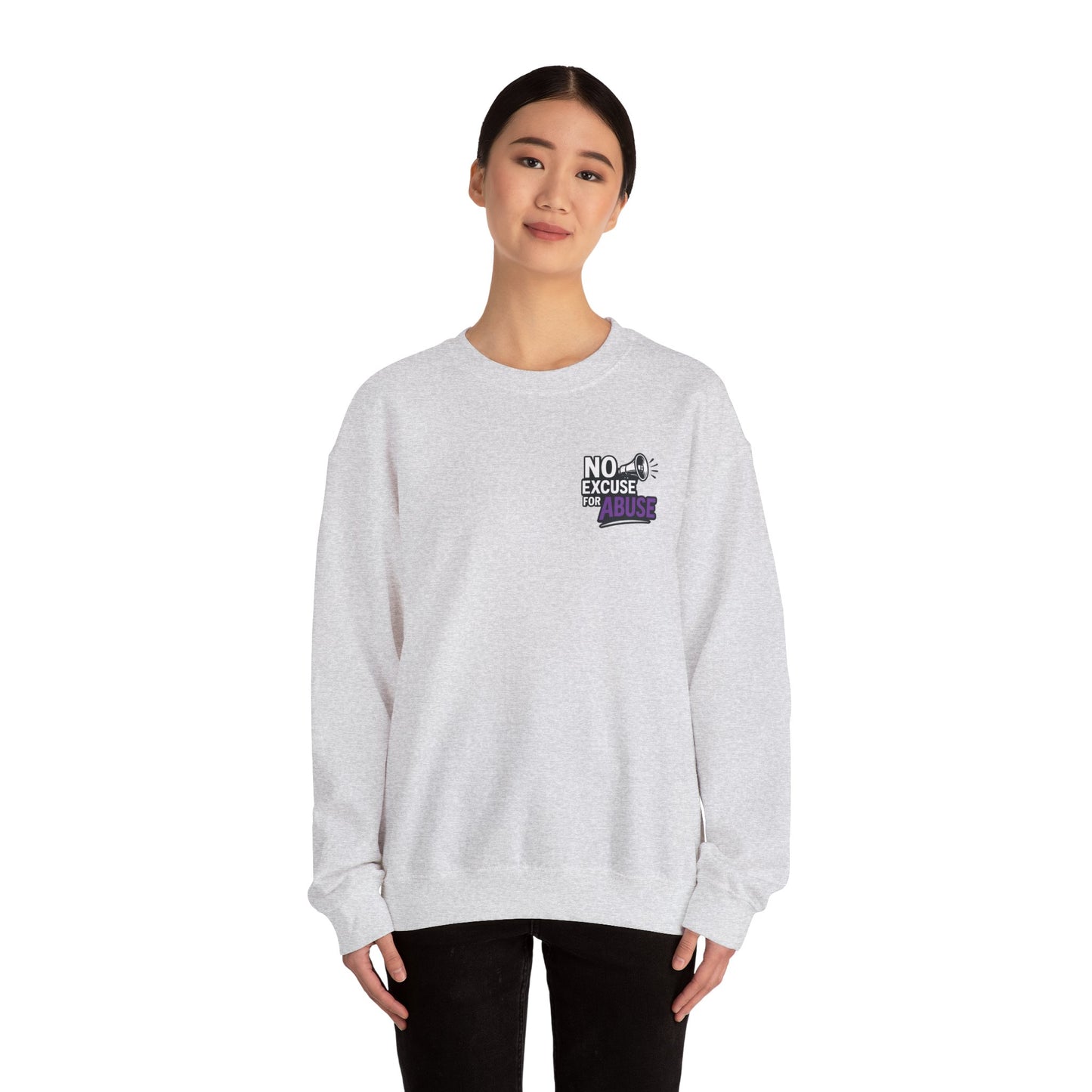 Awareness Sweatshirt - Unisex Heavy Blend™ Crewneck Sweatshirt, Domestic Violence Support Jumper, No Excuse For Abuse