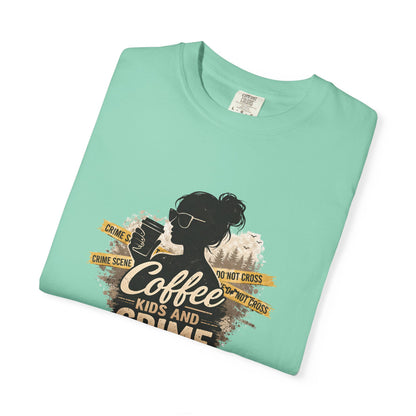Coffee Kids and Crime Podcast Mom T-Shirt | Coffee Mug Silhouette Tee